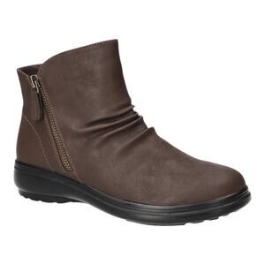 Easy Street Women's Lyra Flat Zipper Ankle Boots Brown Size 10